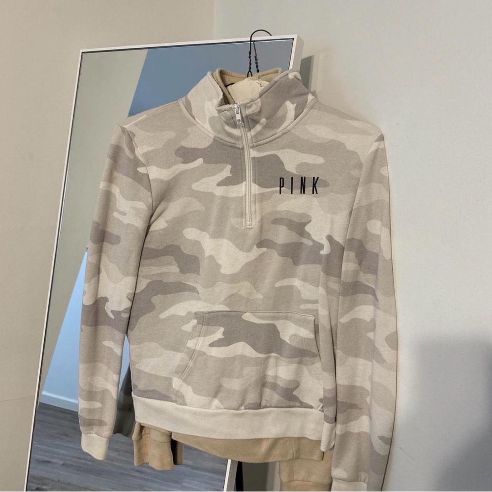 Victoria's Secret PINK Gray Camo Zip-Up Sweater
